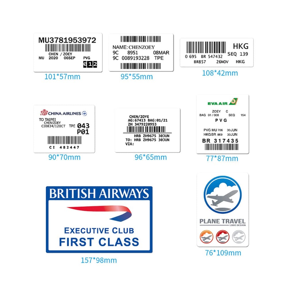 Pack de 30 Autocollants Valise & Cartes d'Embarquement