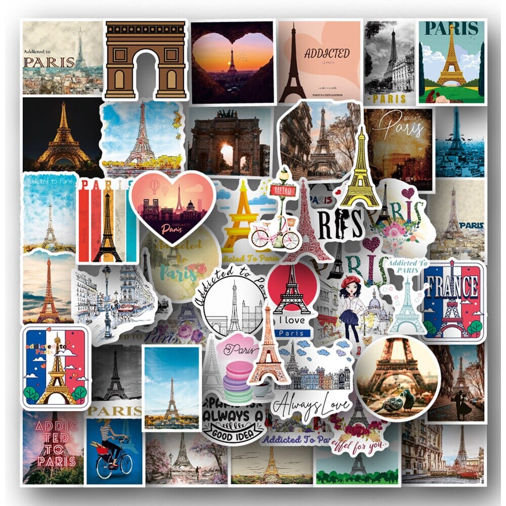 Autocollants Valise Paris - Pack de 50