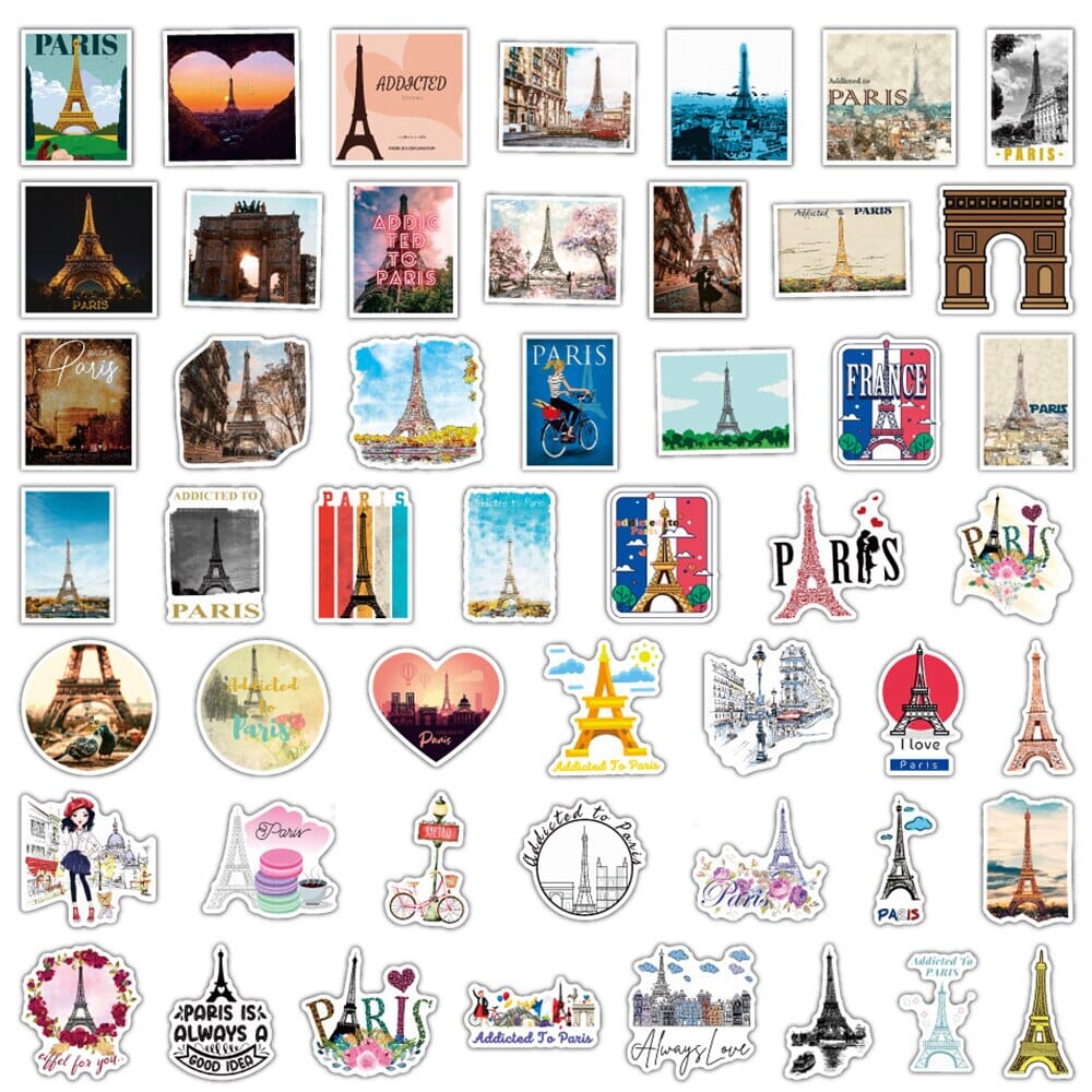 Autocollants Valise Paris - Pack de 50