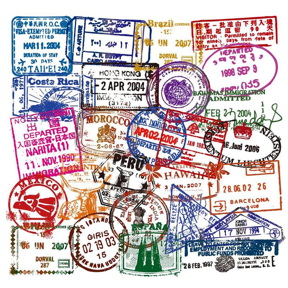 Valise Stickers & Passport Stamps (50-Pack)