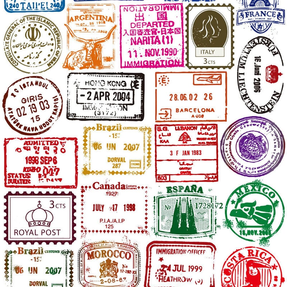 Valise Stickers & Passport Stamps (50-Pack)