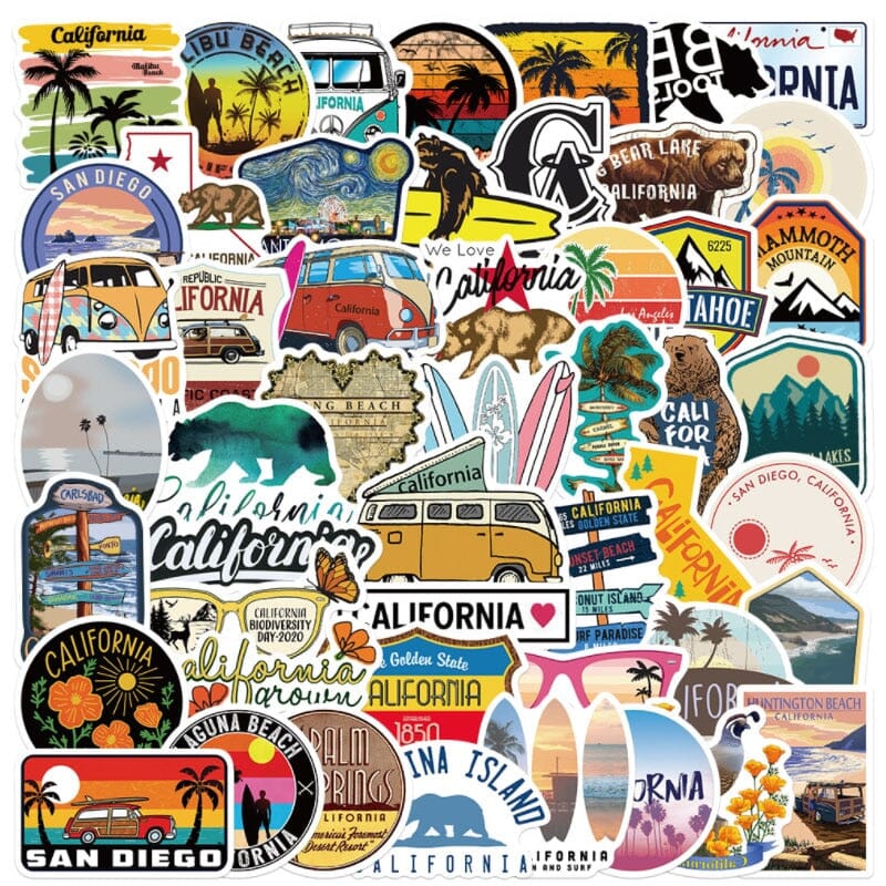 Autocollants Californie pour Valise (Pack de 50)