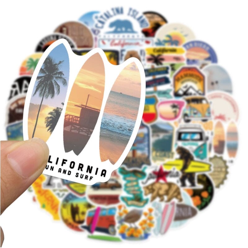 Autocollants Californie pour Valise (Pack de 50)