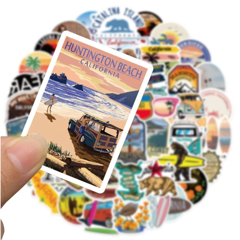 Autocollants Californie pour Valise (Pack de 50)