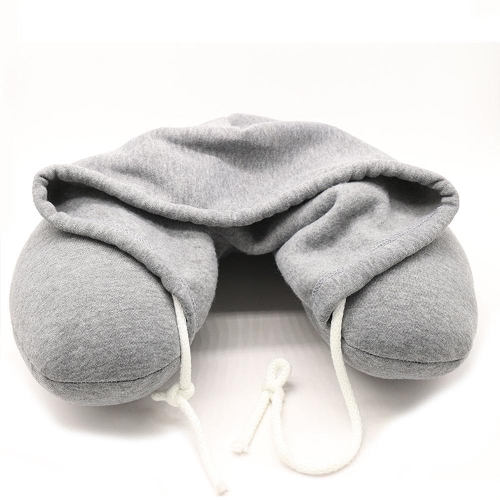 Coussin de Voyage Gris avec Capuche