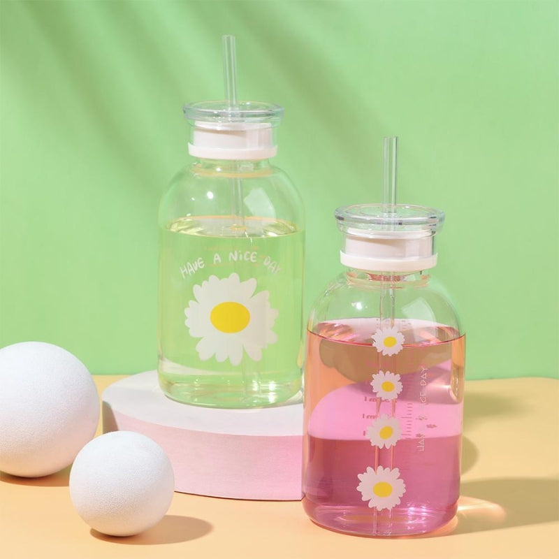 Gourde en Verre Design avec Paille