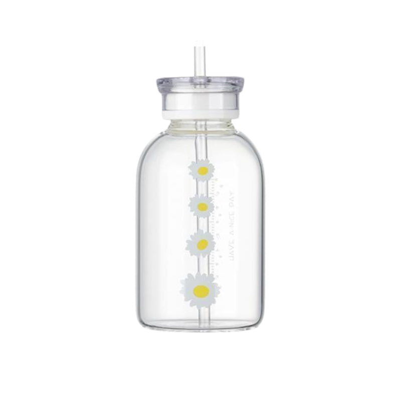 Gourde en Verre Design avec Paille