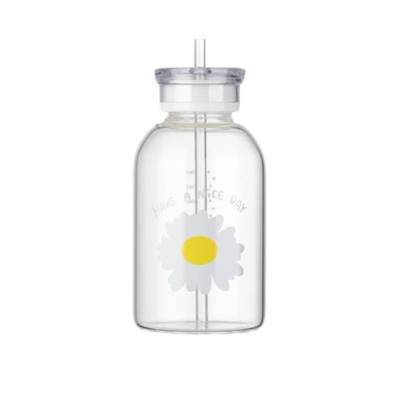 Gourde en Verre Design avec Paille