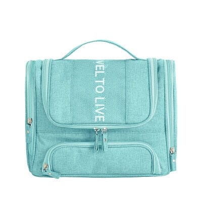 Grande Trousse de Toilette à Suspendre To Travel To Live - Turquoise