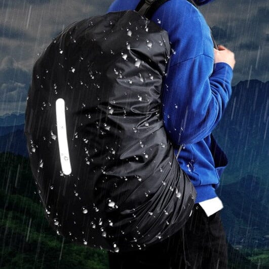 Housse de Pluie Sac à Dos Noir avec Bande Réfléchissante