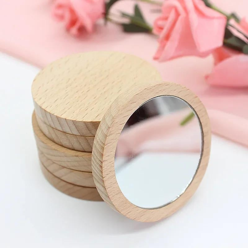 Miroir de Poche en Bois Naturel