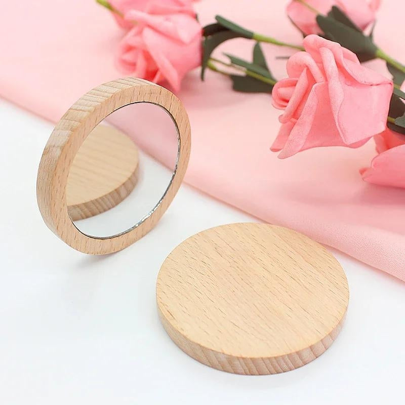 Miroir de Poche en Bois Naturel