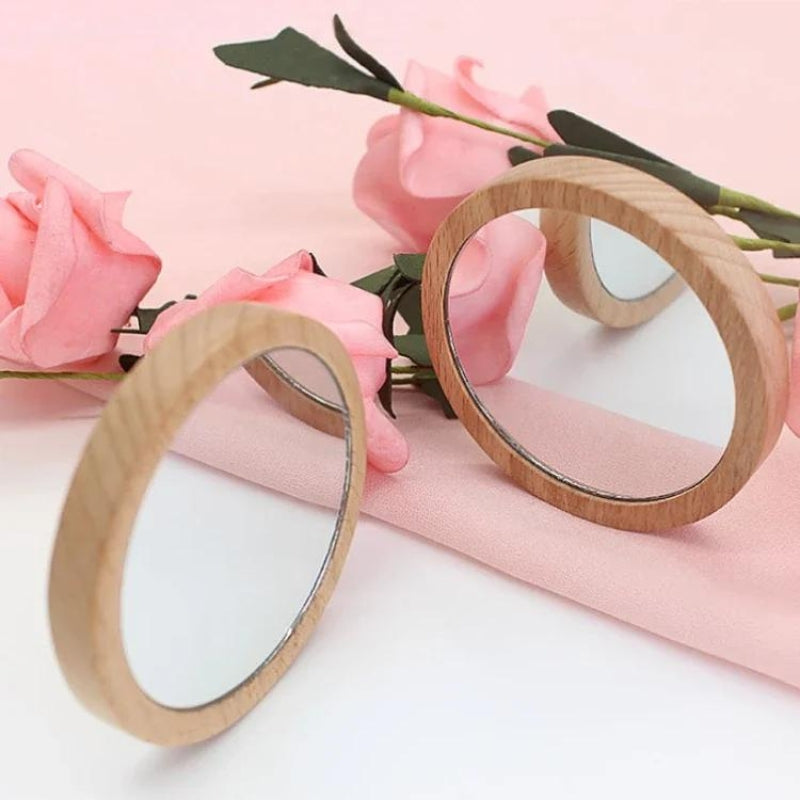Miroir de Poche en Bois Naturel