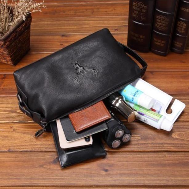 Trousse de Toilette Homme Deep Forest™ en Cuir Noir