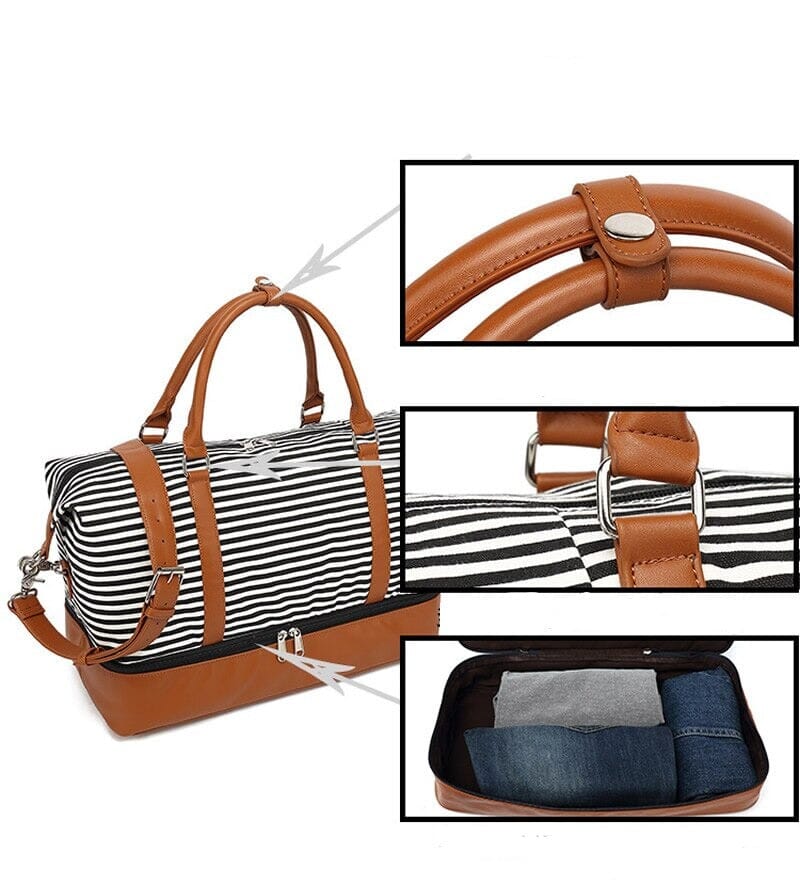 Sac de Voyage Femme Week-End Marin Rayé