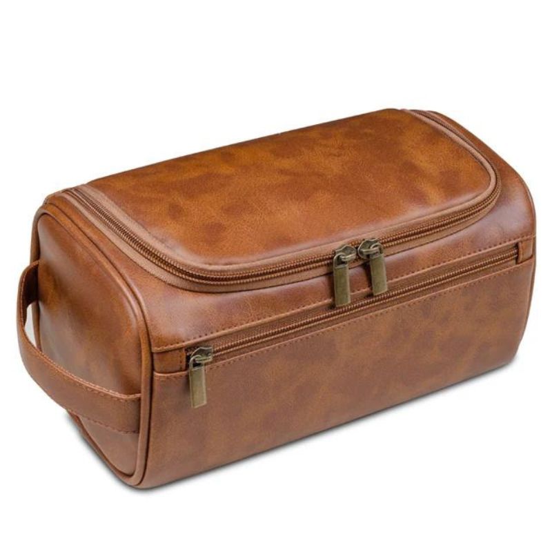 Trousse de Toilette pour Homme en Simili Cuir