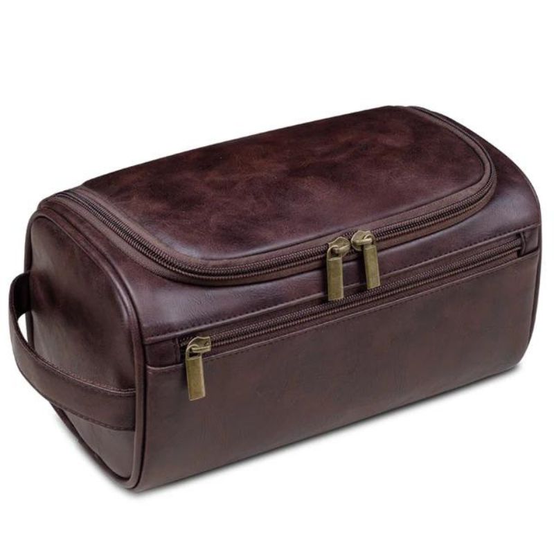 Trousse de Toilette pour Homme en Simili Cuir
