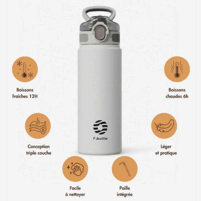 Gourde Isotherme Deluxe avec Paille intégrée