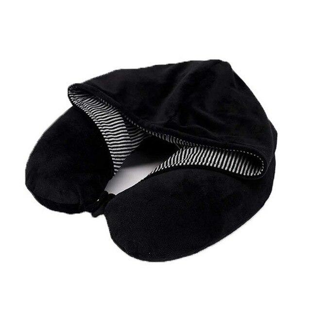 Coussin de Voyage Hoodie Plaid Noir - Confort & Style