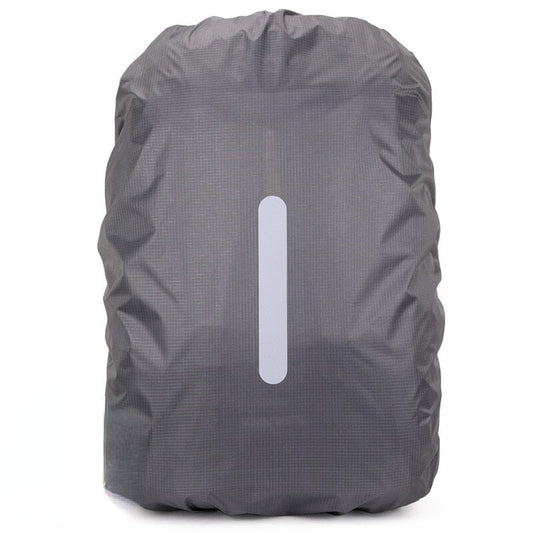Housse de Pluie Grise pour Sac à Dos avec Bande Réfléchissante