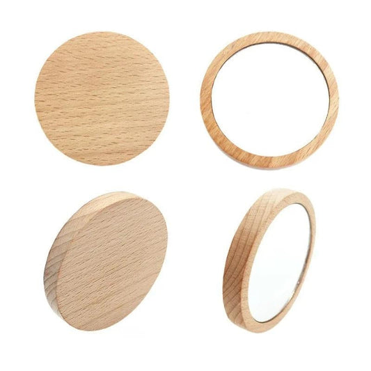 Miroir de Poche en Bois Naturel