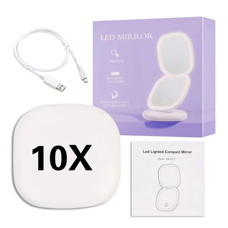 Miroir de Poche Lumineux grossissant