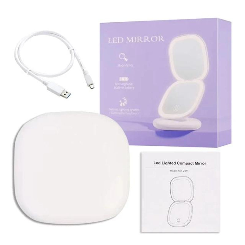 Miroir de Poche Lumineux grossissant