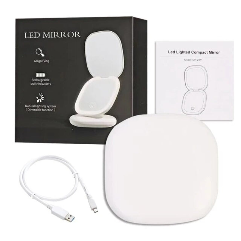 Miroir de Poche Lumineux grossissant