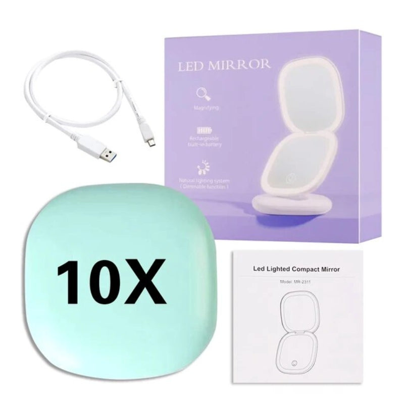 Miroir de Poche Lumineux grossissant