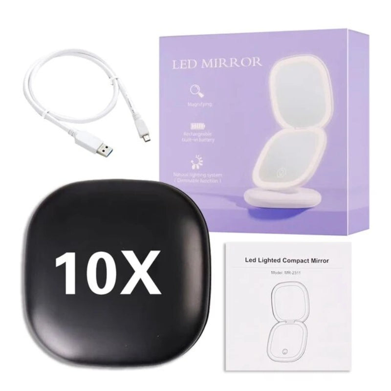 Miroir de Poche Lumineux grossissant