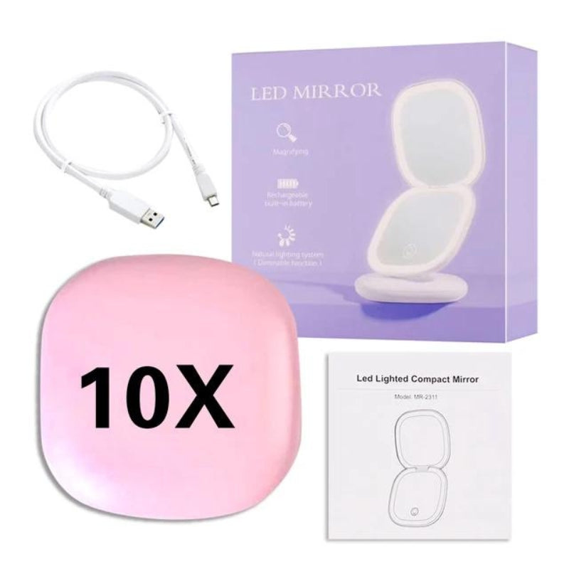 Miroir de Poche Lumineux grossissant