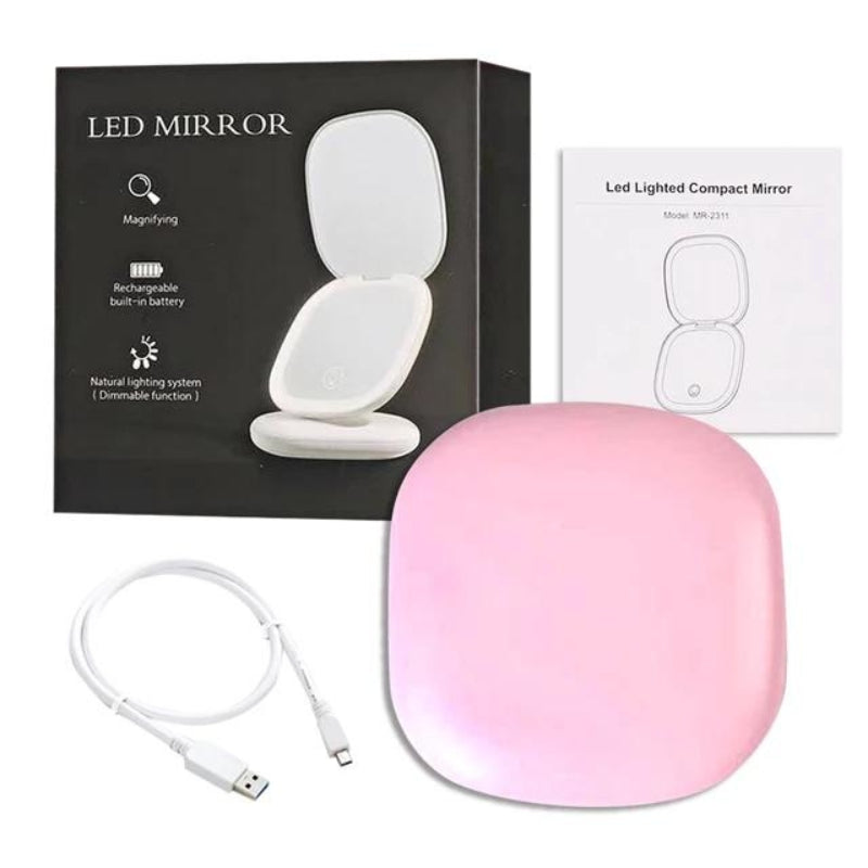 Miroir de Poche Lumineux grossissant