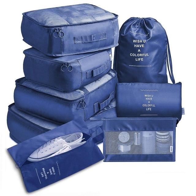 Colorful Life - Organiseurs de Valise (Set de 8, Bleu Marine)