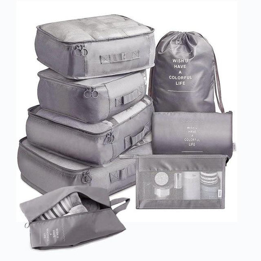 Valise Organizers Colorful Life (8-pièces, Gris)