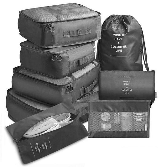 Valise Organizers Colorful Life (Set de 8, Noir)
