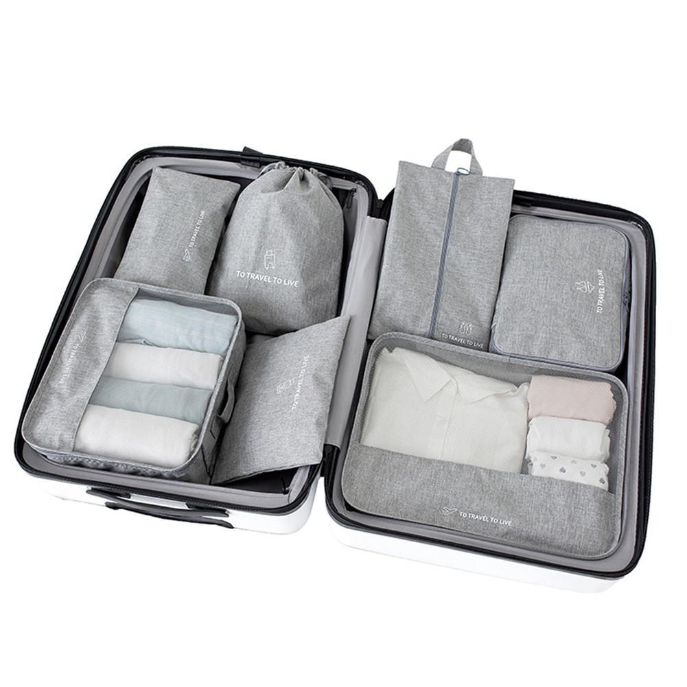 Organisateurs de Valise To Travel To Live, Set de 7, Gris.