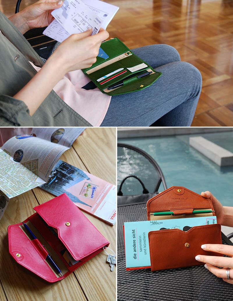 Portefeuille de Voyage Femme avec Grande Pochette Anti-RFID