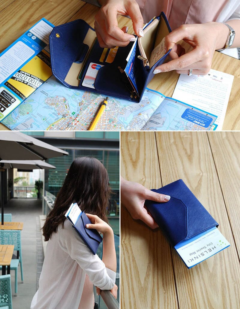 Portefeuille de Voyage Femme avec Grande Pochette Anti-RFID