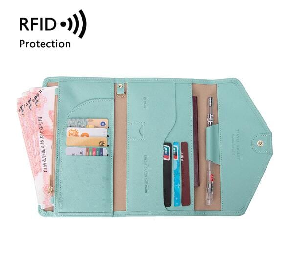 Portefeuille de Voyage Femme avec Grande Pochette Anti-RFID