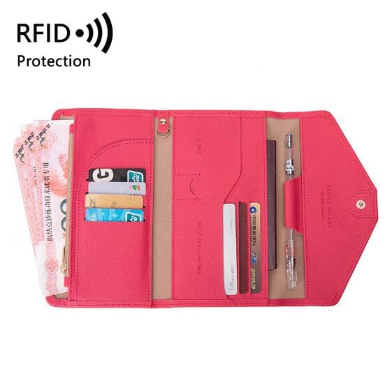 Portefeuille de Voyage Femme avec Grande Pochette Anti-RFID