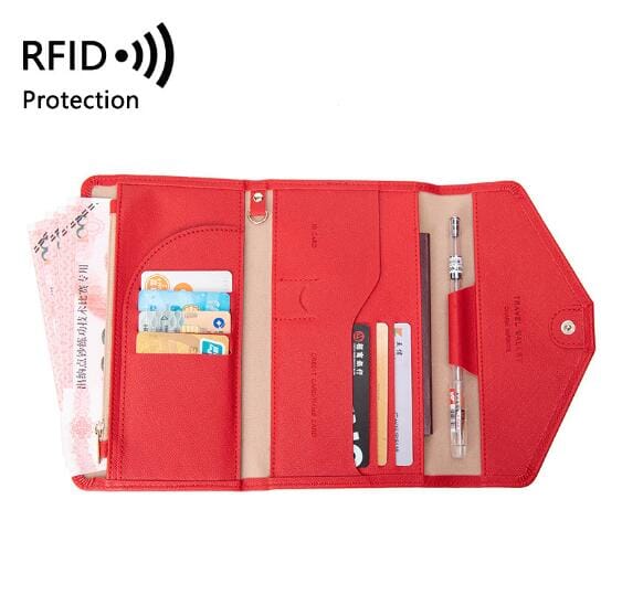 Portefeuille de Voyage Femme avec Grande Pochette Anti-RFID