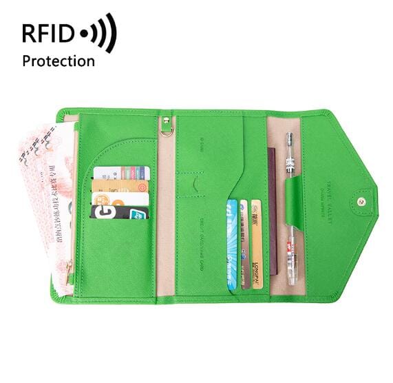 Portefeuille de Voyage Femme avec Grande Pochette Anti-RFID