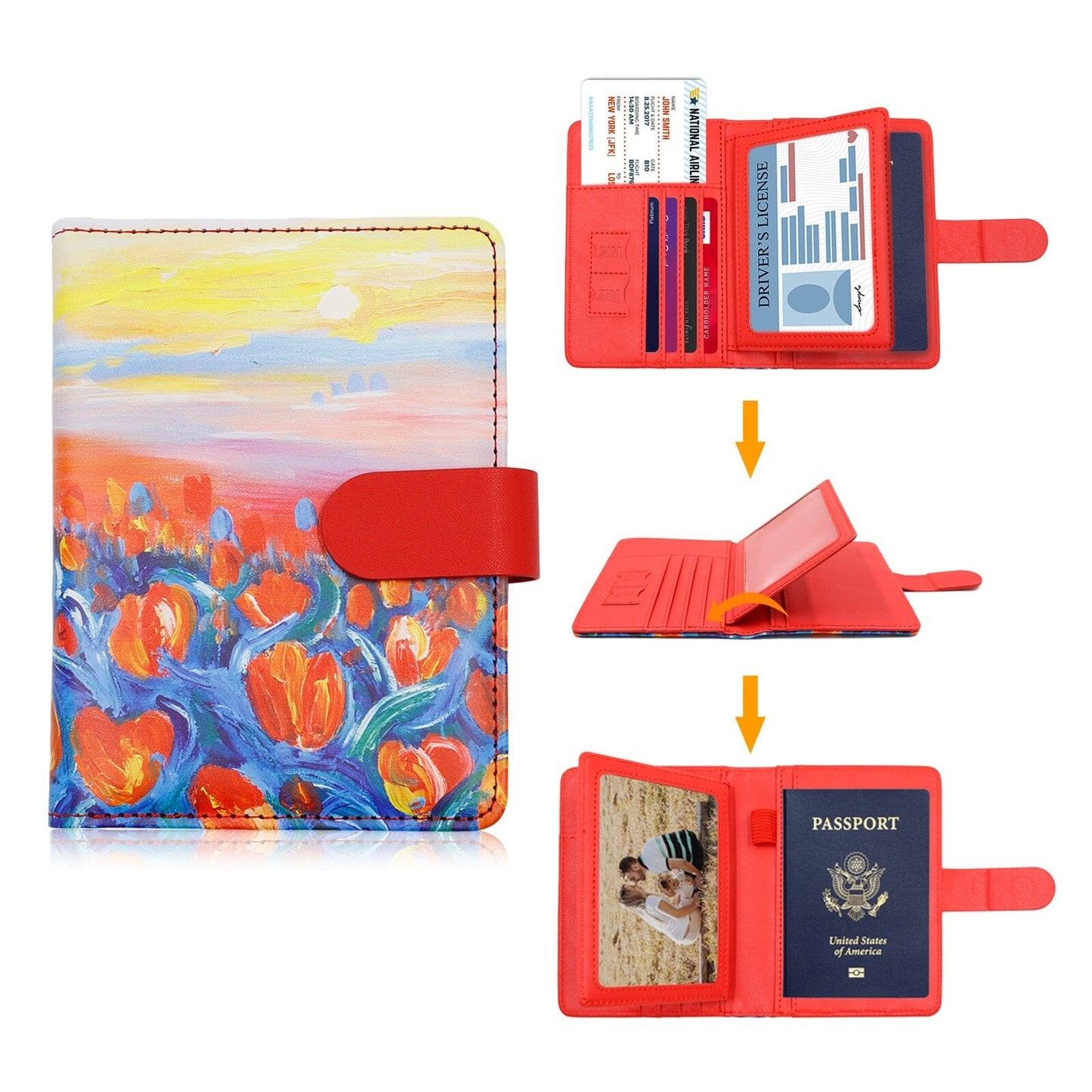 Portefeuille de Voyage Femme Tulipes - Tulipe Travel Wallet for Women