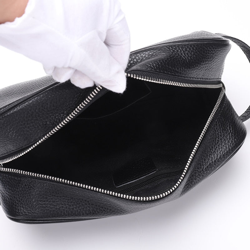 Trousse de Toilette en Cuir Noir de Luxe Feidikabolo™