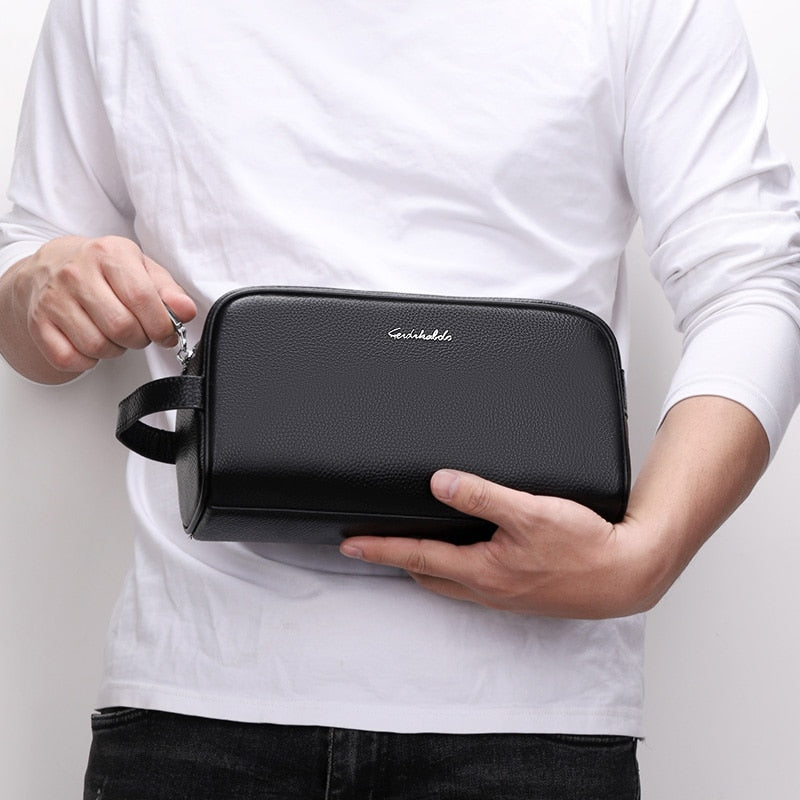 Trousse de Toilette en Cuir Noir de Luxe Feidikabolo™