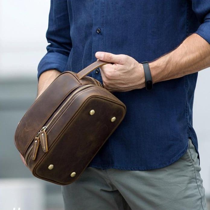 Trousse de Toilette en Cuir pour Homme par
