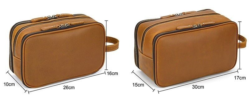 Trousse de Toilette en Cuir à Double Compartiment