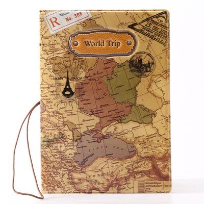 Brown World Trip Map - Étui de protection pour passeport