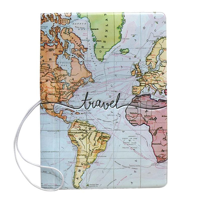 Colorful Travel Map - Protège-Passeport de Voyage
