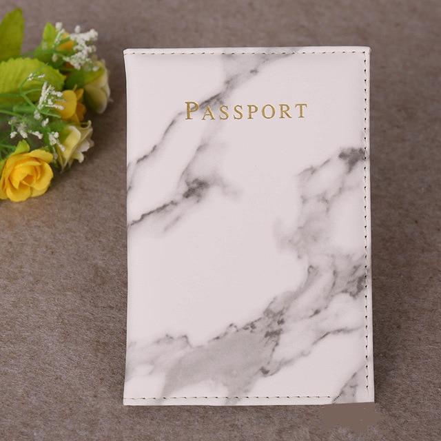 Marbre Blanc - Protège-Passeport de Luxe